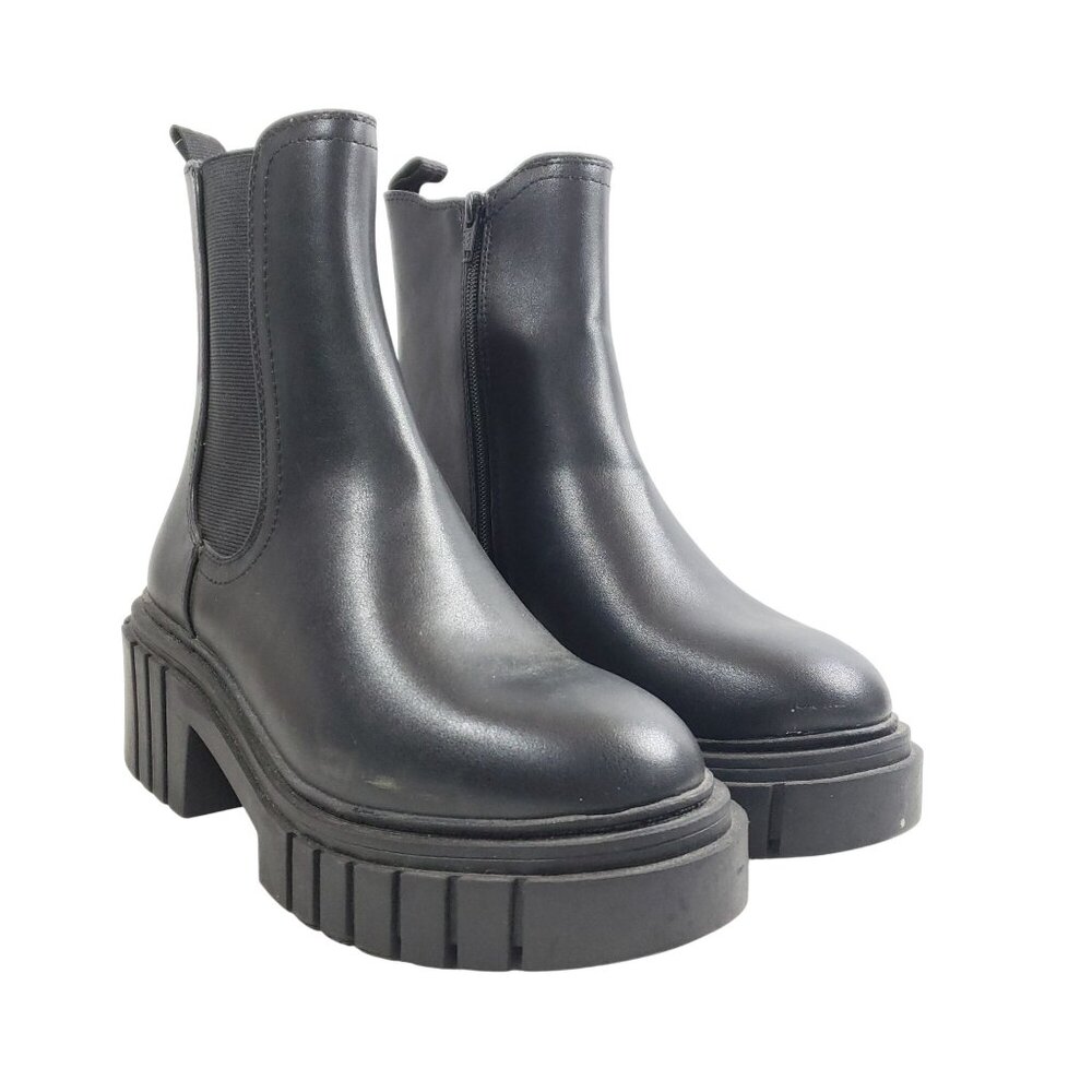 Womens Size 7.5 Black Chunky Platform Chelsea Boots